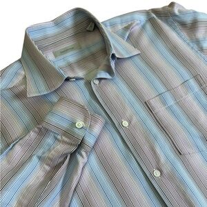 Ermenegildo Zegna Dress Shirt Men Med Made in Italy‎ Multicolor Micro Stripe